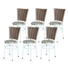 6 Cadeiras para Mesa Branca Hawai Avelã Assento Floral