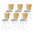 6 Cadeiras para Mesa Branca Hawai Palha Assento Floral