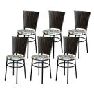 6 Cadeiras para Mesa Preta Hawai Marrom Assento Floral