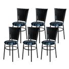6 Cadeiras para Mesa Preta Hawai Preto Assento Floral