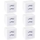 6 Caixa de Sobrepor 2 Tomadas 3 Pinos 20a 75x75mm Branco com suporte Margirius