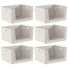 6 Caixas Organizadoras Flow 16L Cestos Bege Abertura Frontal