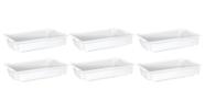 6 Caixas Plástica Empilhavel Branca Sem Tampa 9l Pleion