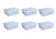 6 Caixas Plásticas Com Tampa Organizadora Multi Uso 8 Litros
