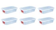 6 Caixas Plásticas Com Tampa Transparente Multi Uso 1,3 L