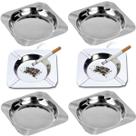 6 Cinzeiro Quadrado em Metal 11,5cm Kit Atacado Tabacaria