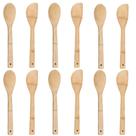 6 Colher E 6 Espátula Bambu Natural Utensílios Cozinha 30 cm