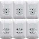 6 Conjunto Interruptor Simples 6A + 2 Tomada 20A 250V Aria