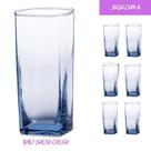 6 Copos Bali Quadrado 320ml Colorido Mesa Lindo Luxo Azul