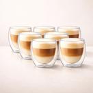 6 Copos Vidro Duplo Café 80ml Elegante Parede Dupla Premium Transparente