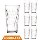 6 Copos Vitrage 350ml Agua Vidro Transparente Suco Nadir
