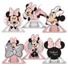 6 Display de mesa decoração Minnie Rosa festa aniversário