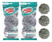 6 Esponja Aço Inox Flash Limp Limpeza Pesada Não Enferruja