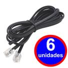 6 Fios de Telefone Fixo 1 Metro Rj11 X Rj11 Cabo 4 Vias Preto