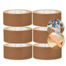 6 Fita Kraft Crepada Adesiva 45mmx40m Marrom para Caixas Molduras Super Aderente Delfix