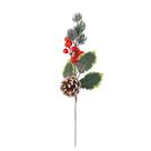 6 Galhos Natalino Folhagem com Pinhas Berry 35cm