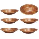 6 Gamelas Travessa Tigela Bambu Servir Petiscos Cozinha 26cm