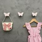 6 Ganchos de parede infantil decoração borboleta rosa 6BoMk6