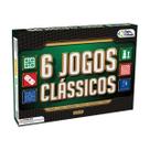 6 Jogos de Tabuleiro Clássicos +6 Anos Xadrez Dama Ludo Trilha Dominó Forca Pais e Filhos