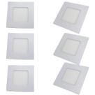 6 Luminária LED Embutir 3w Quadrada Branco Quente 3000k