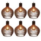 6 Luminarias Grandes Pendentes Lustre Decorativo Bar Lanchonete Restaurante Cor Marrom