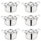 6 Mini Panela Caçarola em inox pequena com tampa e alça