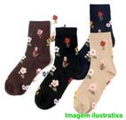 6 Pares Meia Feminina CANO MÉDIO N 35 á 40 Algodão Colorida ADULTO Cotton Planet Oro