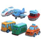 6 peças de desenho animado simulam carros, conjunto de trem
