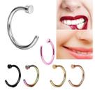 6 Piercings Aço Cirúrgico 6 Cores Nariz Boca Fake Preto Prata Dourado Rose Rosa Furta-Cor