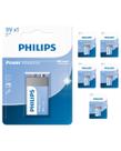 6 Pilha Bateria 9 Volts Alcalina Philips 6LR61