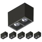 6 Plafon Boxit Duplo Dicróica MR16 Preto Save Energy