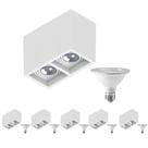 6 Plafon Sobrepor Recuo Save Energy + 2 Lâmp PAR30 10W 6500K