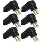 6 Plug Macho 3 Pinos 10a 90 Graus Preto Margirius