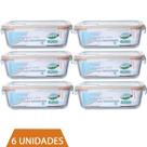 6 Pote 1520ml Vidro Forno Microondas Tampa Hermetica Forte