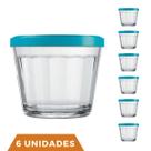 6 Pote Americano Vidro C/Tampa Cores Amlimento 150ml Nadir