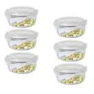 6 Potes 620ml Vidro Redondo Alimento Marmita Hermético