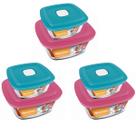 6 Potes de Vidro Com Tampa 2 Tamanhos Marinex Facilita Vap
