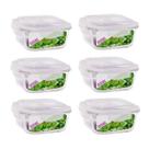 6 Potes Hermetico 800ml Quadrado Vidro Microondas Grande