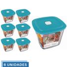 6 Potes Vidro Facilita Quadrado Alto Com Tampa 1L Marinex 6 Potes Vidro Facilita Quadrado Alto Com Tampa 1L Marinex