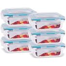 6 Potes Vidro Retangular Hermético 370ml - Quality House
