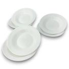 6 Prato Fundo Sobremesa Vidro Opalino Branco Mesa Posta 20cm