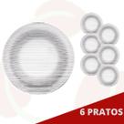 6 Prato Raso Diamante Redondo 23CM Refeição Transparente Duralex