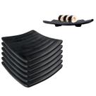 6 Pratos Oriental 14cm Quadrado Melamina Preto Japones