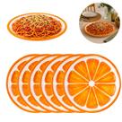 6 Pratos Raso Melamina Estampa Frutas 25,5cm Elegante Laranja