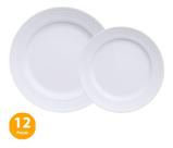 6 Pratos Rasos 6 Pratos Sobremesa Chevron Porcelana Germer