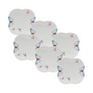 6 Pratos Rasos Wolff Borboletas de Porcelana Branco 24cm