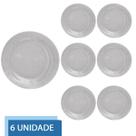 6 Pratos Redondos Raso 23cm Acqua Refeição Transparente