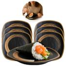 6 Pratos Sushi Japonês Melamina Preto 18cm Quadrado 6 Pratos Sushi Japonês Melamina Preto 18cm Quadrado