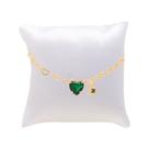 6 Pulseira Madrinha Verde Folheada Ouro Almofada,Inicial