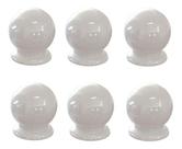 6 Puxadores Bolinha Pp Branco Cômoda Armário Guarda Roupa
